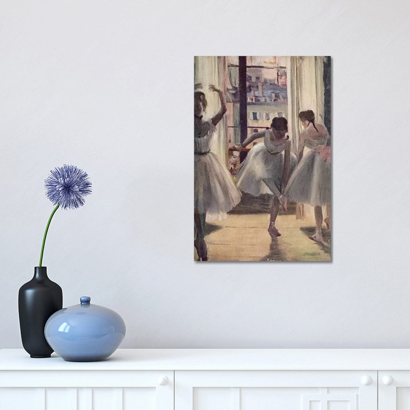 Drei Tanzerinnen In Einem Ubungssaal by Edgar Degas - Wrapped Canvas Painting, 45.72cm H x 30.48cm W x 1.905cm D