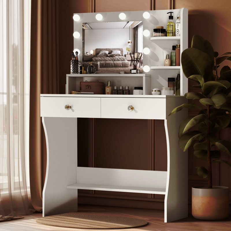 Meuble-lavabo avec miroir et lumières Ebern Designs