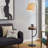 Leeward 66" Modern Floor Lamp with Round Solid Wood Tray & USB Port, Polished Brass and Matte Black Metal Frame, Black Marble Base Standing Lamp for Bedroom, Living Room & Office