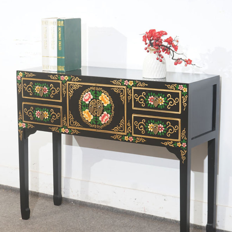 Nouvelle console de hall d'entrée en bois massif de style chinois