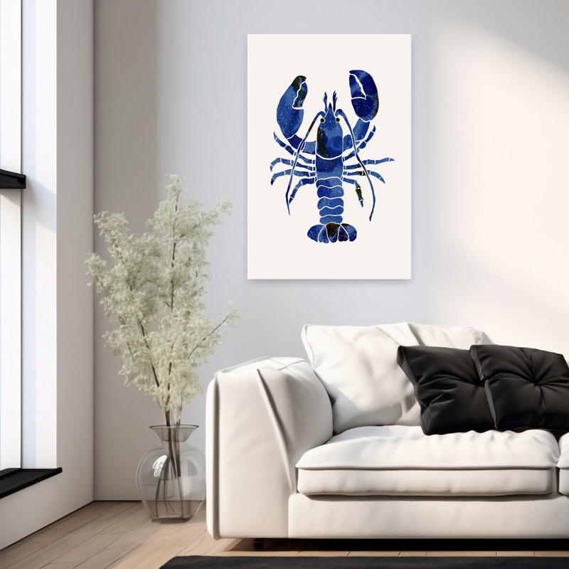 Aquarelle, homard bleu, homard abstrait, art mural, H 36 po x l 24 po