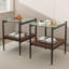 De 2 tables de bout en verre transparent avec couche et pieds l 15,34 po x H 20,69 po, structure trempée