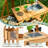 Mud Kitchen For Kids Outdoor, Wood Play Kitchen With Planter Box, Toddler Sink, Faucet, Blackboard, Water Cup And Accessories