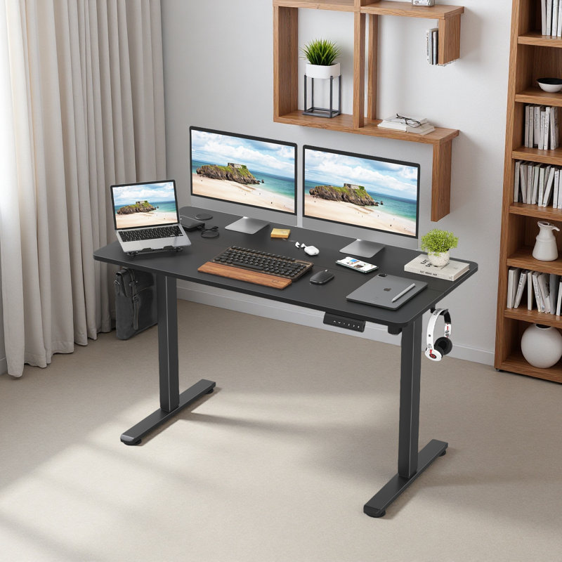 Bureau de travail électrique à hauteur réglable, H 47 po x l 48,43 po x P 24 po, Noir