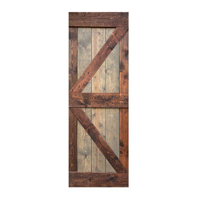 Porte de grange à panneaux peinte en bois sans quincaillerie d'installation - assemblage requis