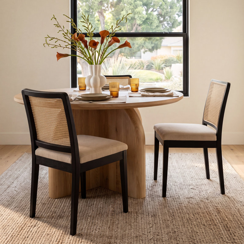 Torrian Cotton Upholstered Side Chair, Black