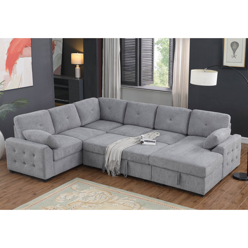 Nyhan Upholstered Corner Sectional, Gray Chenille