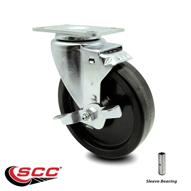 Phenolic Top Plate Caster with Brake