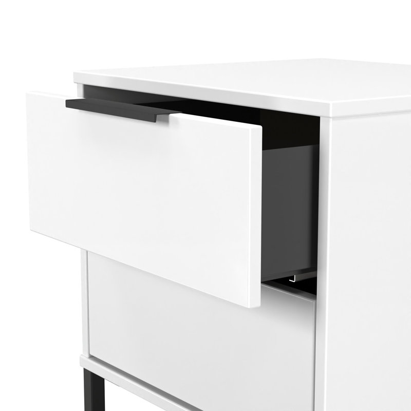 Turah 2 Drawer Bedside Cabinet (Ready Assembled), White Matt