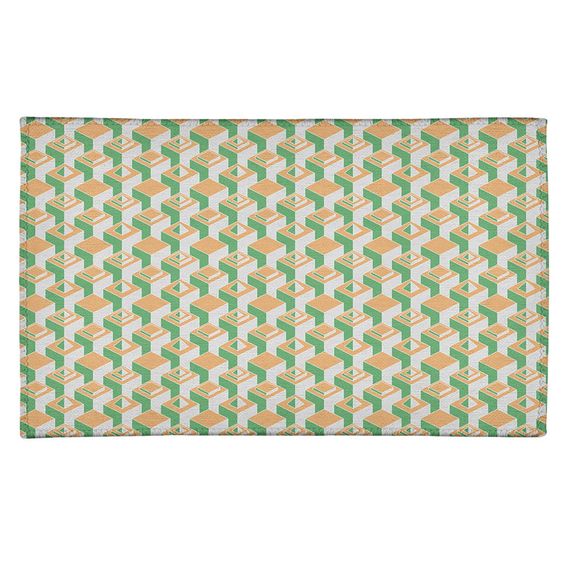 Tapis vert/orange/beige zone skyscrapers, Rectangle 2 pi x 3 pi