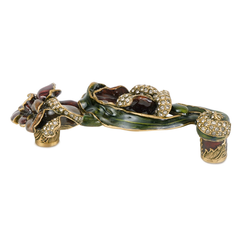 CHARTRES 3-1/2" C TO C PULL; BUDDHA BURGUNDY, WILD BERRY, RED MAHOGANY; DECORATED WITH SWAROVSKI®CRYSTALS, Gold