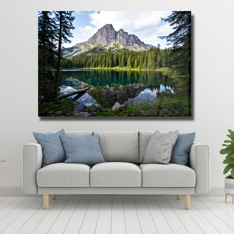 Art mural en verre trempé Mountain Lake Reflexion, H 8 po x l 12 po