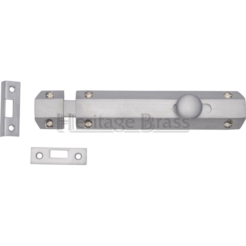 Heritage Brass Heritage Door Bolt Flat, Satin Chrome, 20.32 cm W