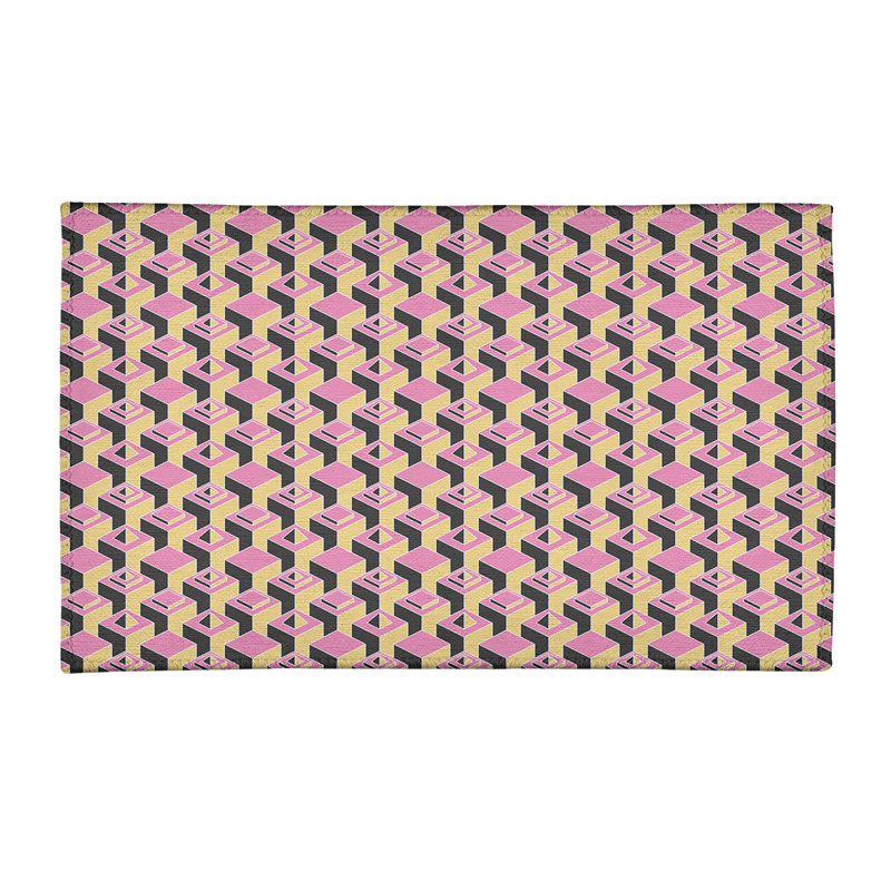 Tapis rose clair/jaune foncé skyscrapers, Rectangle 3 pi x 5 pi