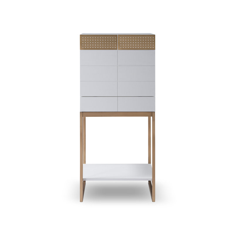 Alpatchino 59.8cm Home Bar, White/Bronze