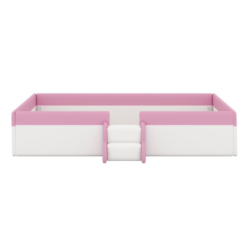 Upholstered Daybed Frame With Fence And Stairs, Twin