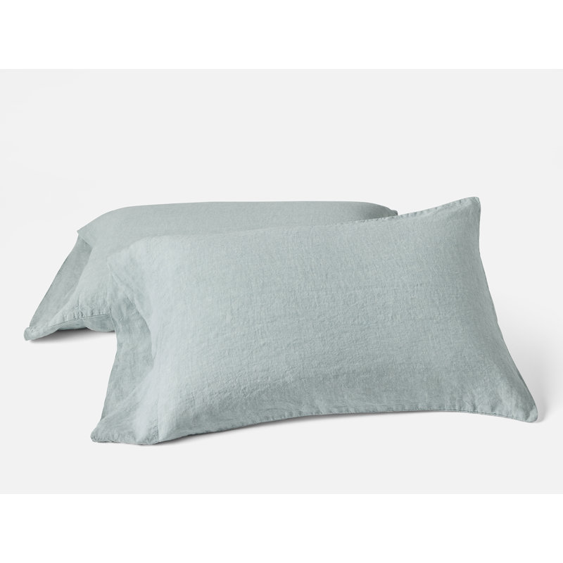 Organic Relaxed Linen Pillowcase, Pacific Blue Chambray, Standard Pillowcase