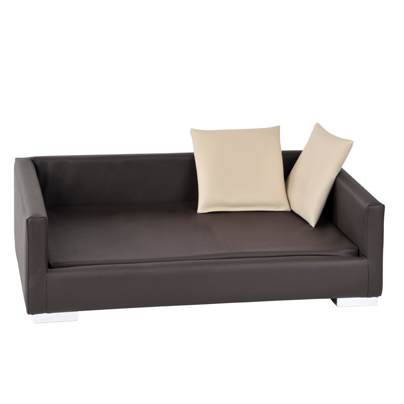 Faux Leather Pet Bed, 20cm H x 70cm W x 40cm D, Brown