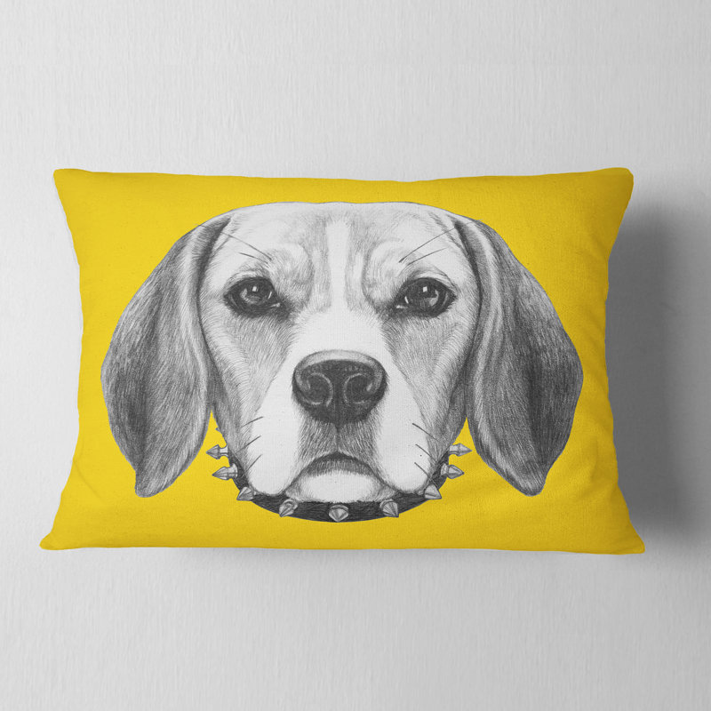 Coussin lombaire beagle pour chien avec collier amusant animal