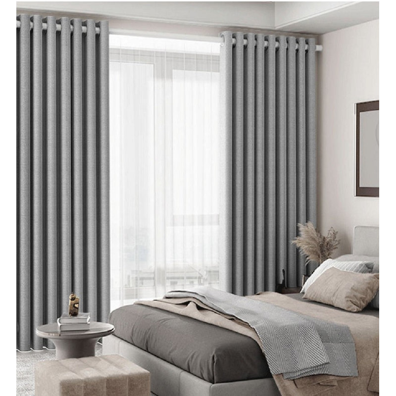 Polyester Blackout Curtain, Light Gray, 52" W x 102" L