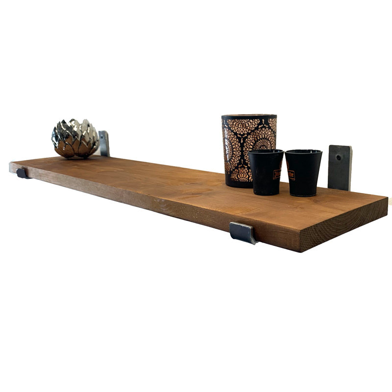 Maine Solid Wood Bracket Shelf for Kitchen Room Rustic Loft, 4cm H x 140cm W x 22cm D