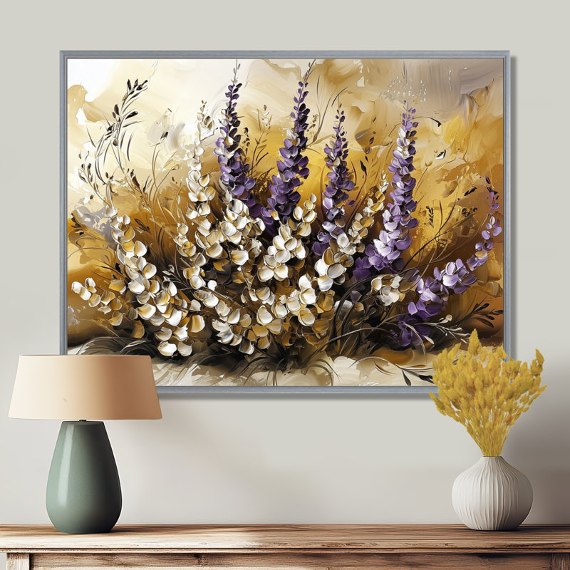 Jaak - Floral Canvas Art Print, H 16 po x l 32 po, Picture Framed, Argent