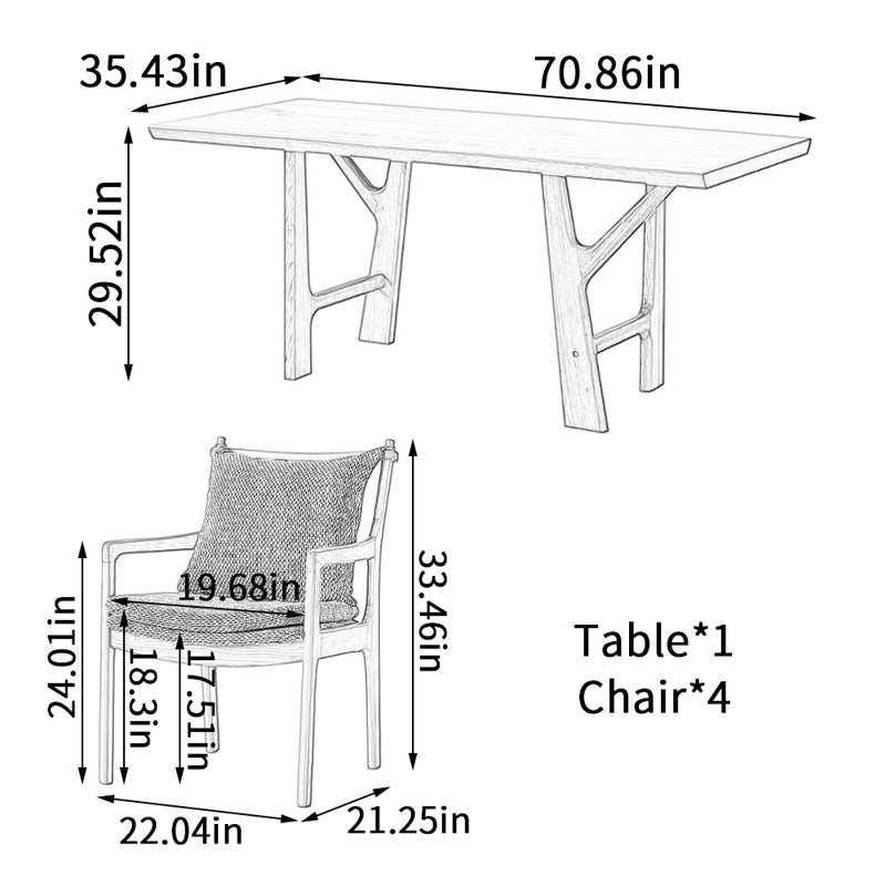 Table de salle à manger Creative Branch, H 29,52 po x L 70,86 po x l 35,43 po