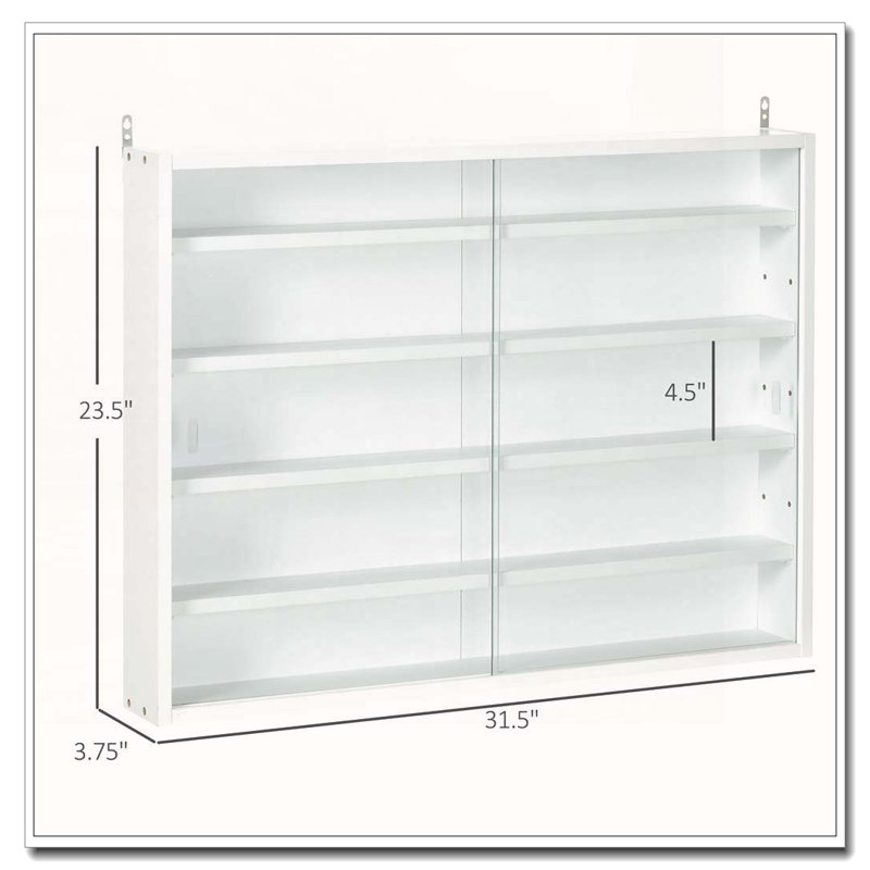 Vitrine à 5 niveaux avec tablettes réglables, Blanc