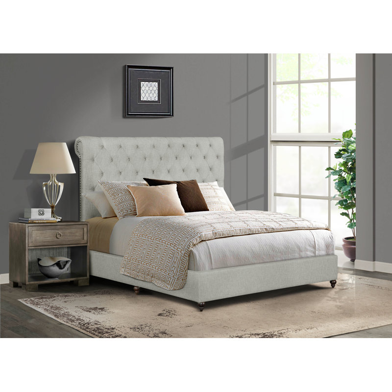 Eiver Upholstered Sleigh Bed, Gray, Queen