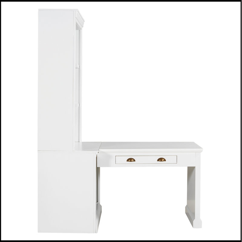 Bibliothèque de 83,4 po de hauteur avec bureau d'écriture, bibliothèque moderne avec bureau d'étude, poste de travail avec tablette de rangement, bibliothèque de rangement avec tablettes ouvertes et éclairage DEL pour le salon, le bureau personnel