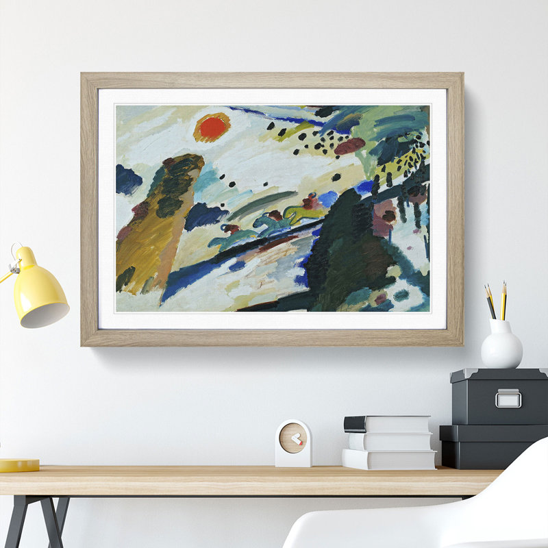 Romantic Landscape by Wassily Kandinsky - Picture Frame Painting, 27cm H x 36cm W x 2cm D, Oak Framed