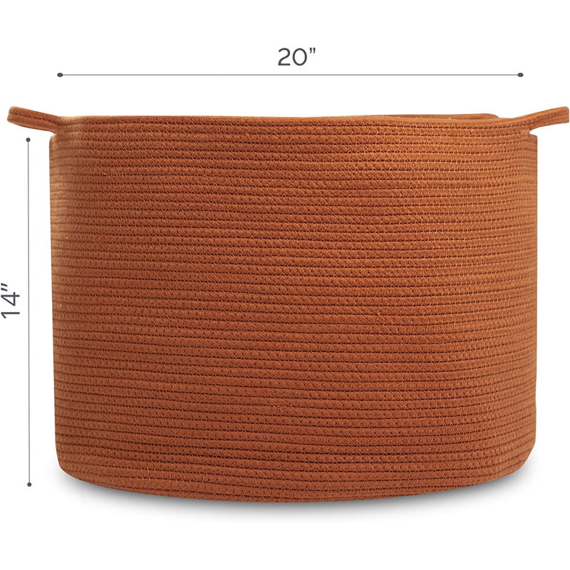 Panier à linge en coton, Brun, H 14 po x l 20 po x P 20 po