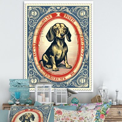 " Retro Illustration Of Cute Dachshund "