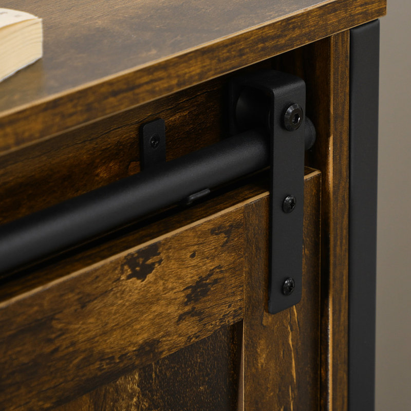 Buffet rustique brun avec cadre en métal - Porte coulissante décorative pour différentes pièces