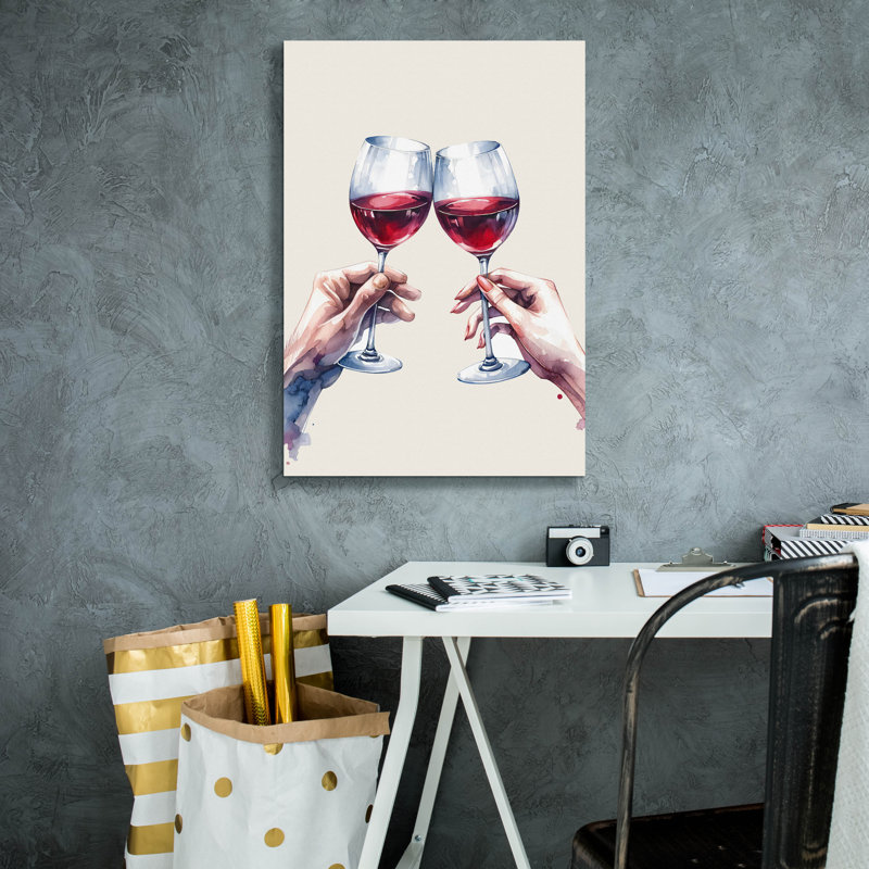 «Wine Cheers» par Andreas Magnusson, art mural sur toile, 26 po x 40 po, H 26 po x l 18 po x P 0,75 po