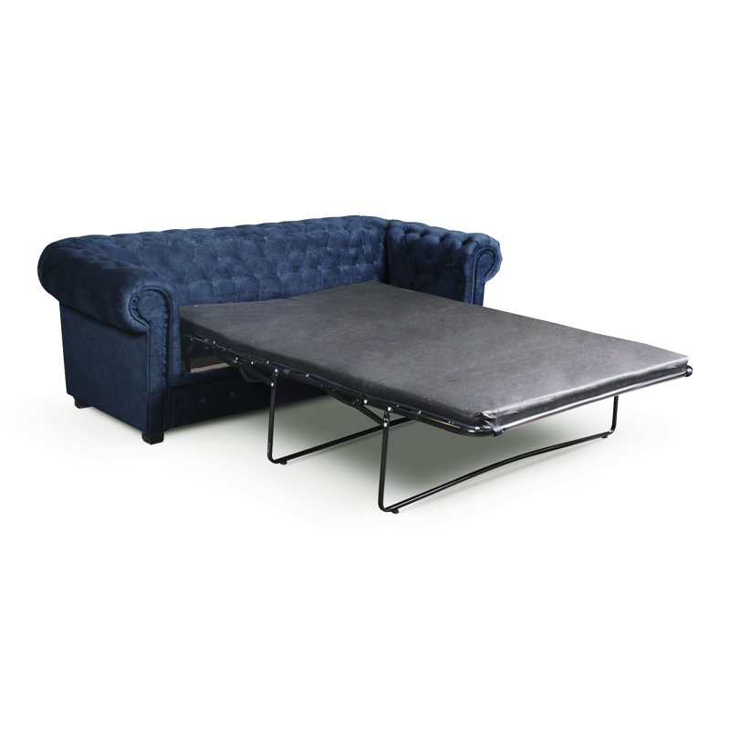 Allegra 3 Seater Chesterfield Sofa Bed, Navy Blue, 3