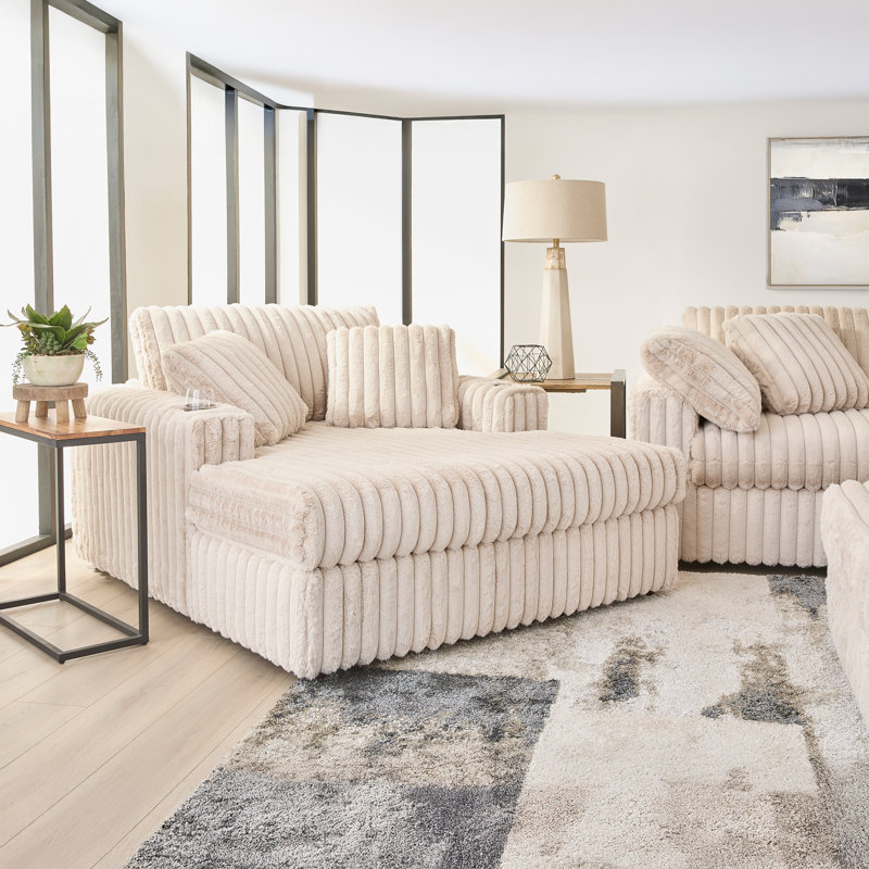Méridienne surdimensionnée Algona avec porte-gobelets Algona, Beige