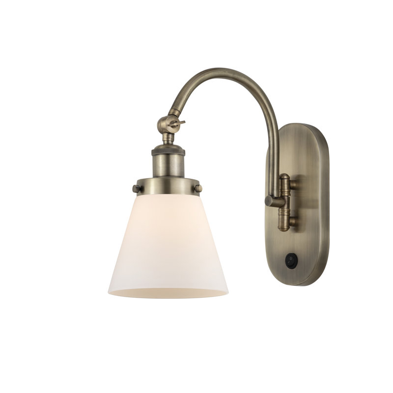 Shauna Swing Arm Sconce, Matte White, Antique Brass, LED