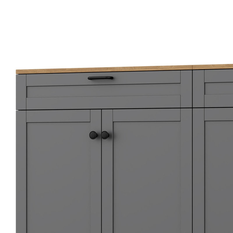 Storage Cabinet,TV Stand With Bookshelf, Rustic Versatile Sideboard With Adjustable Shelves For Living Room, Grey