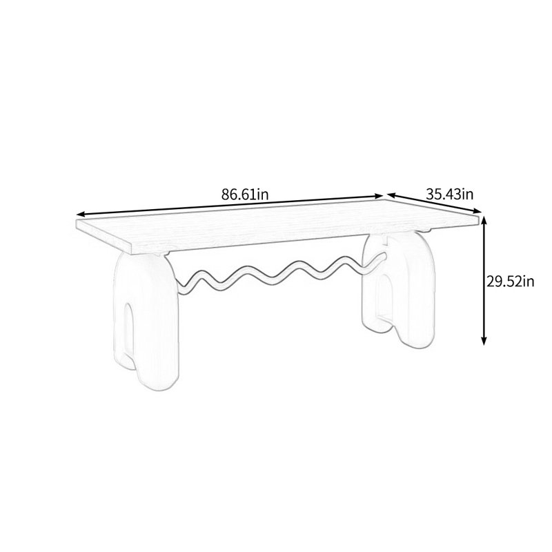 Creative solid wood dining table, 29.52"H x 86.61"L x 35.43"W
