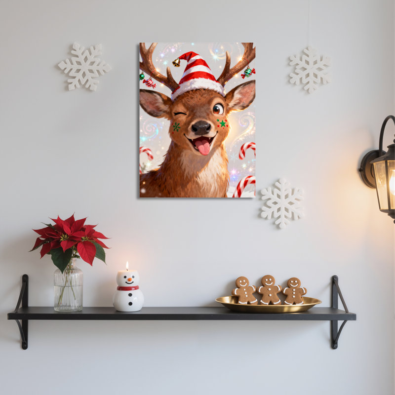 Toile, art mural chapeau de cerf, H 18 po x l 12 po
