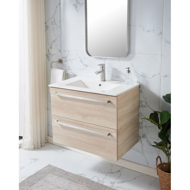 Onni 30'' Wall Mounted Single Bathroom Vanity with Ceramic Vanity Top(Only single)