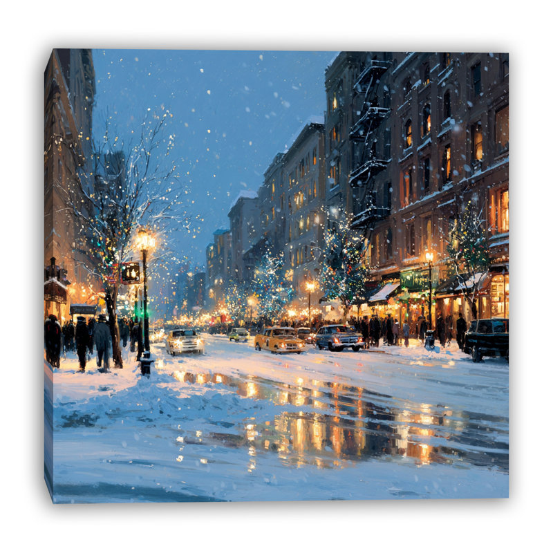 «Snowy Blue City Boulevard», art mural sur toile tendue, 30 po x 30 po