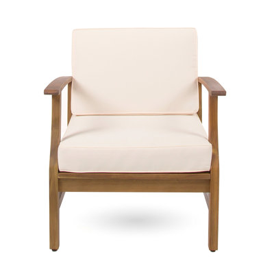 Modern Cream Club Chair With Wood Construction Stylish Water- Fabric, 27.99D