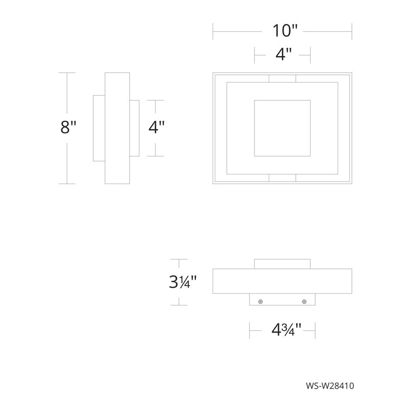 Applique murale en aluminium Boxie, H 10 po x l 8 po x P 3,3 po