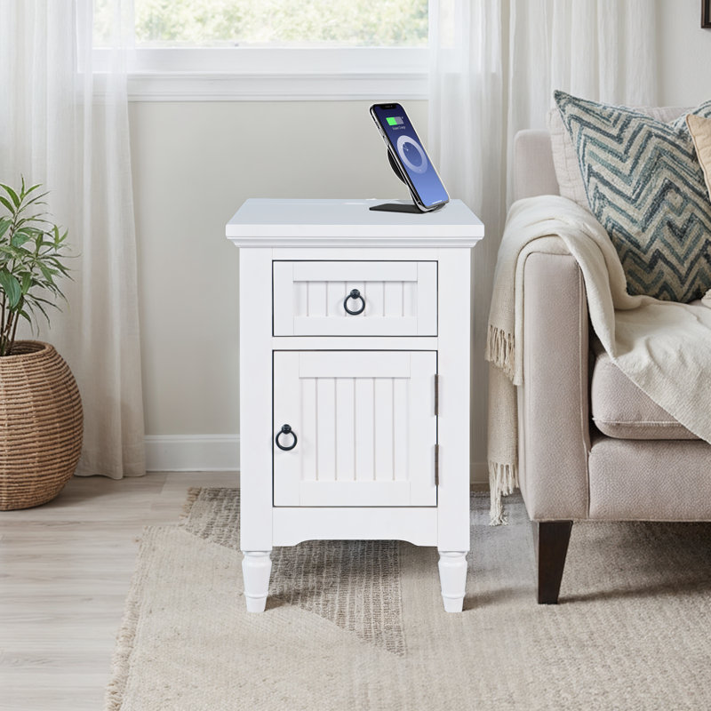 Table de bout Giavanni Modern Farmhouse, Blanc