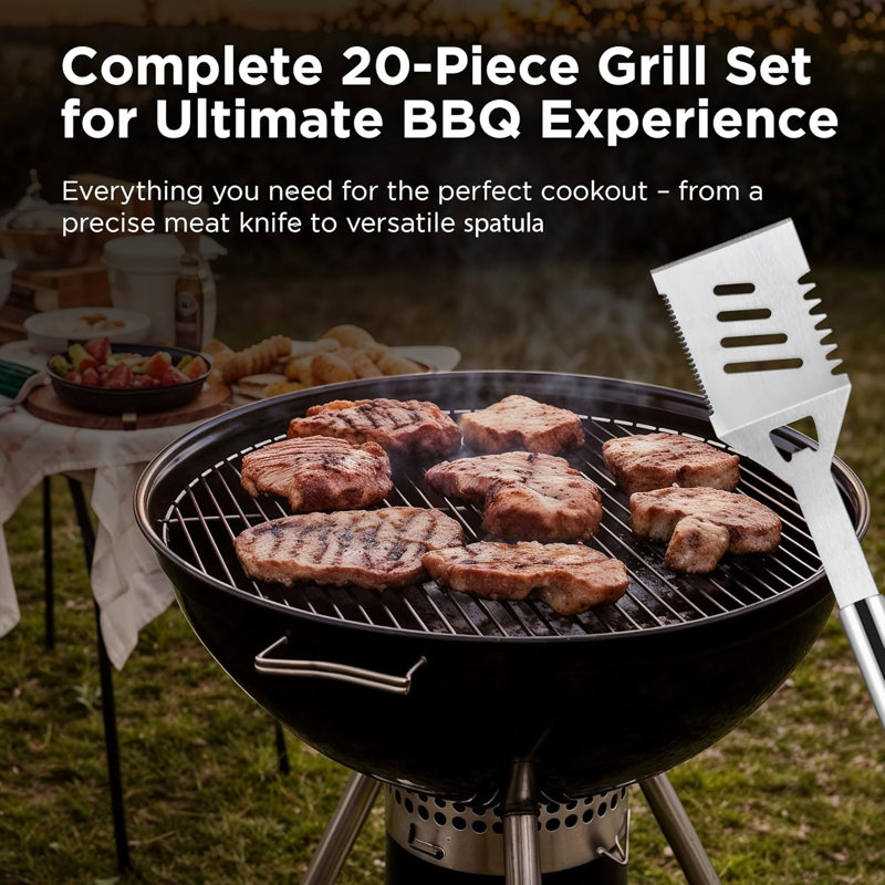 Ensemble d'outils de barbecue Kaluns, accessoires de barbecue robustes avec tablier et étui de rangement, ensemble de barbecue professionnel pour hommes, papa et barbecue dans la cour