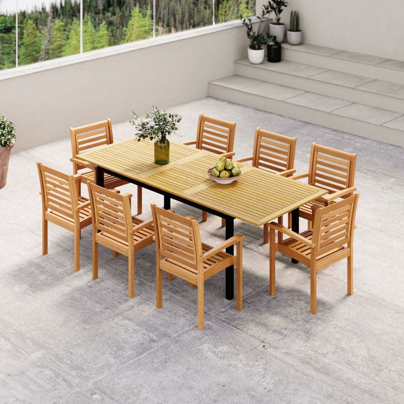 Amazonia FSC Wood And Aluminum Outdoor Patio Dining Set, 8