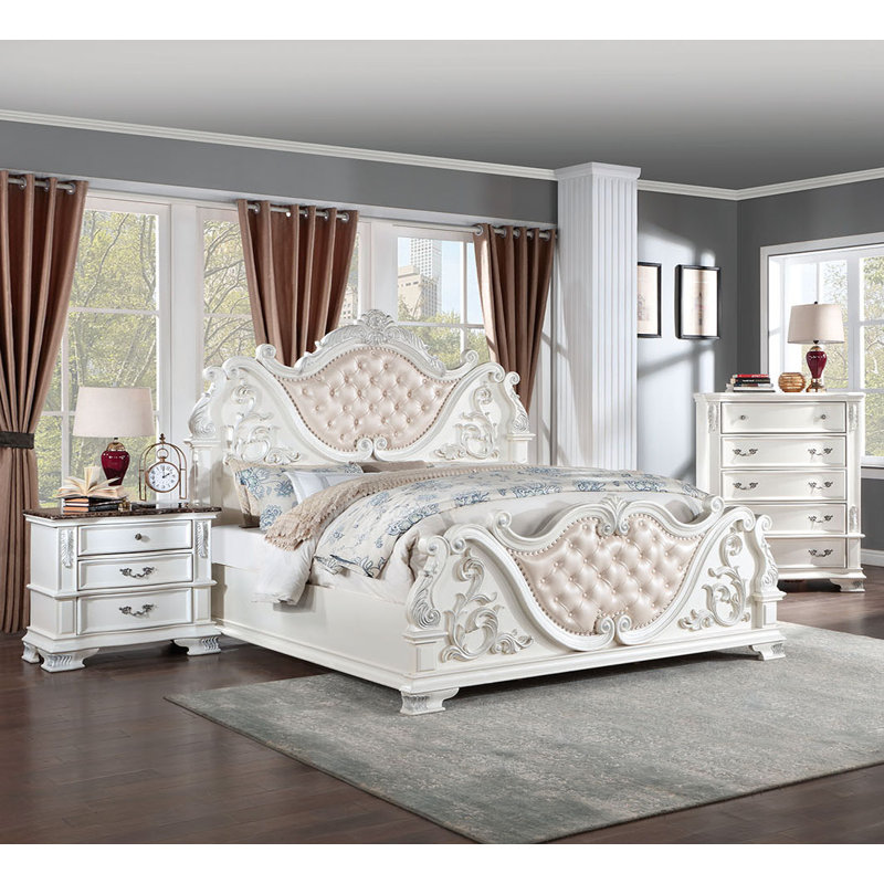 Commode à 5 tiroirs l 43,6 po, Blanc perle