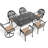 7 Outdoor Cast Aluminum Dining Array, 2 Swivel Chairs, 4 Rectangular Table, Black, Compactness Feature Feature, Seats 6 Patio Setup, Insulation Performance
